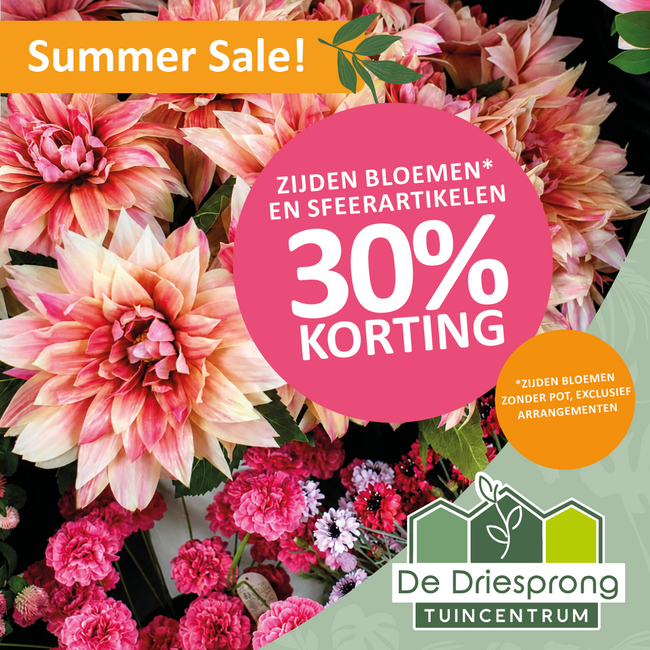 ZIJDEN BLOEMEN EN SFEERARTIKELEN 30% korting